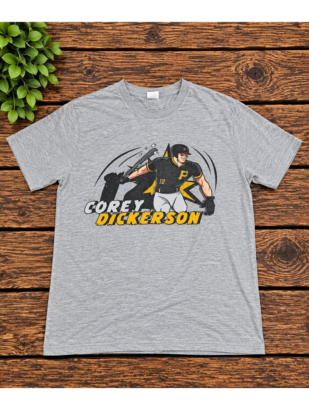 Pittsburg Pirates Corey Dickerson graphic faded gray T-shirt small